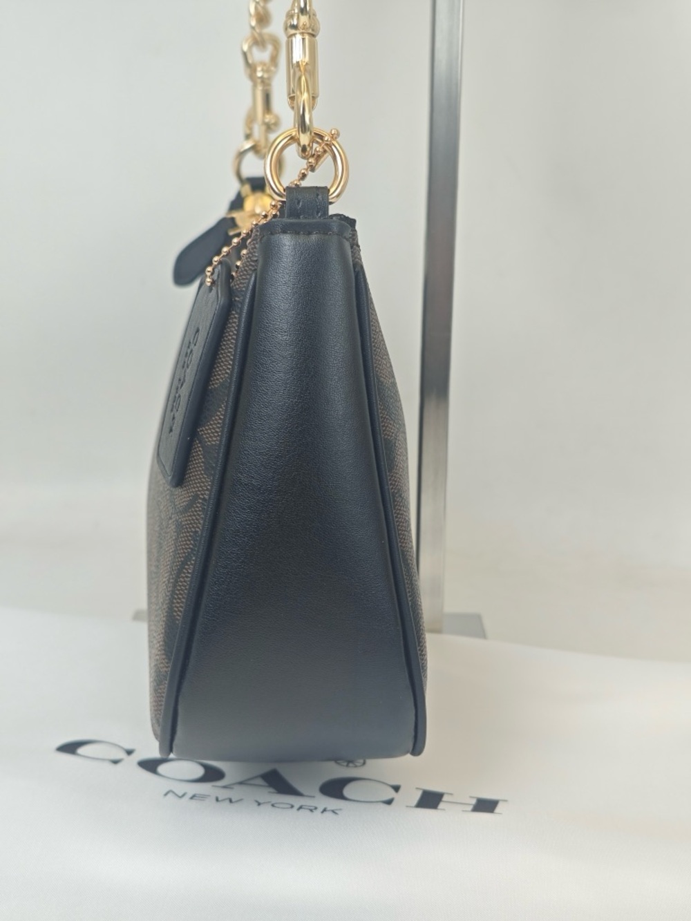 Coach Dark Brown Signature Mini Hobo with Gold Chain - Picture 6 of 12